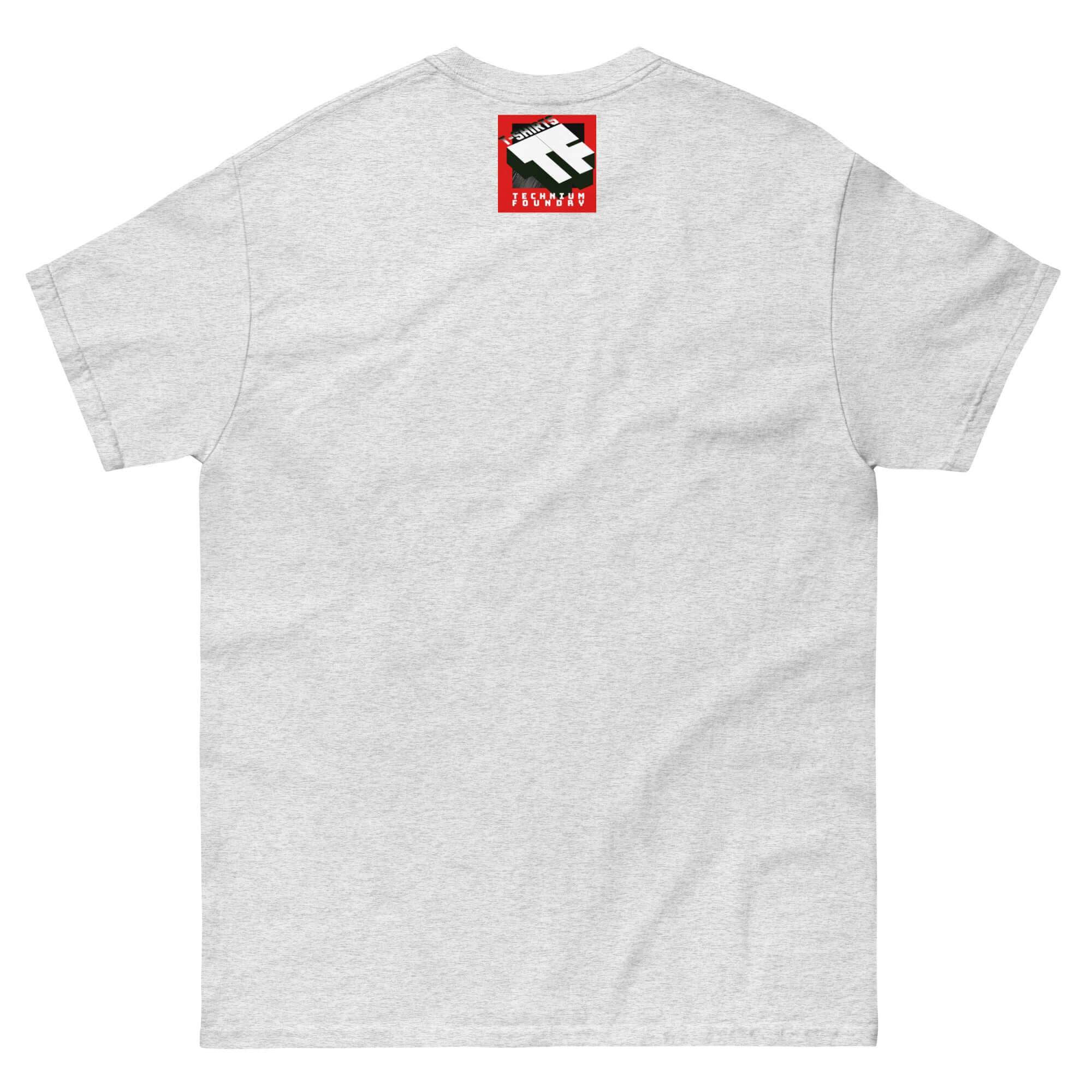 Back view of Amherst Clarification T-Shirt with cream fabric and passive-aggressive graphic, highlighting college identity crisis theme.