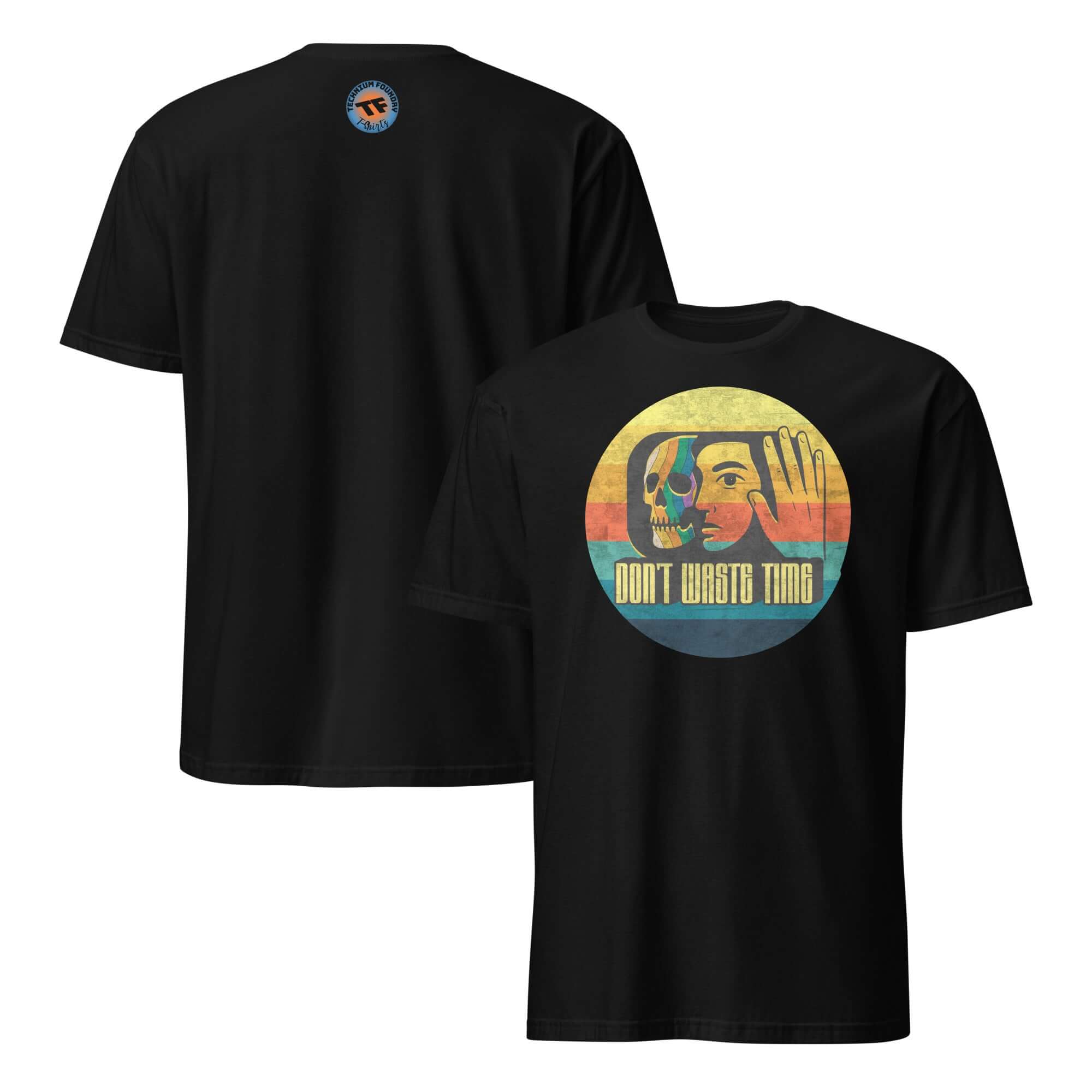 Retro Skull "Don't Waste Time" T-Shirt with Memento Mori Design