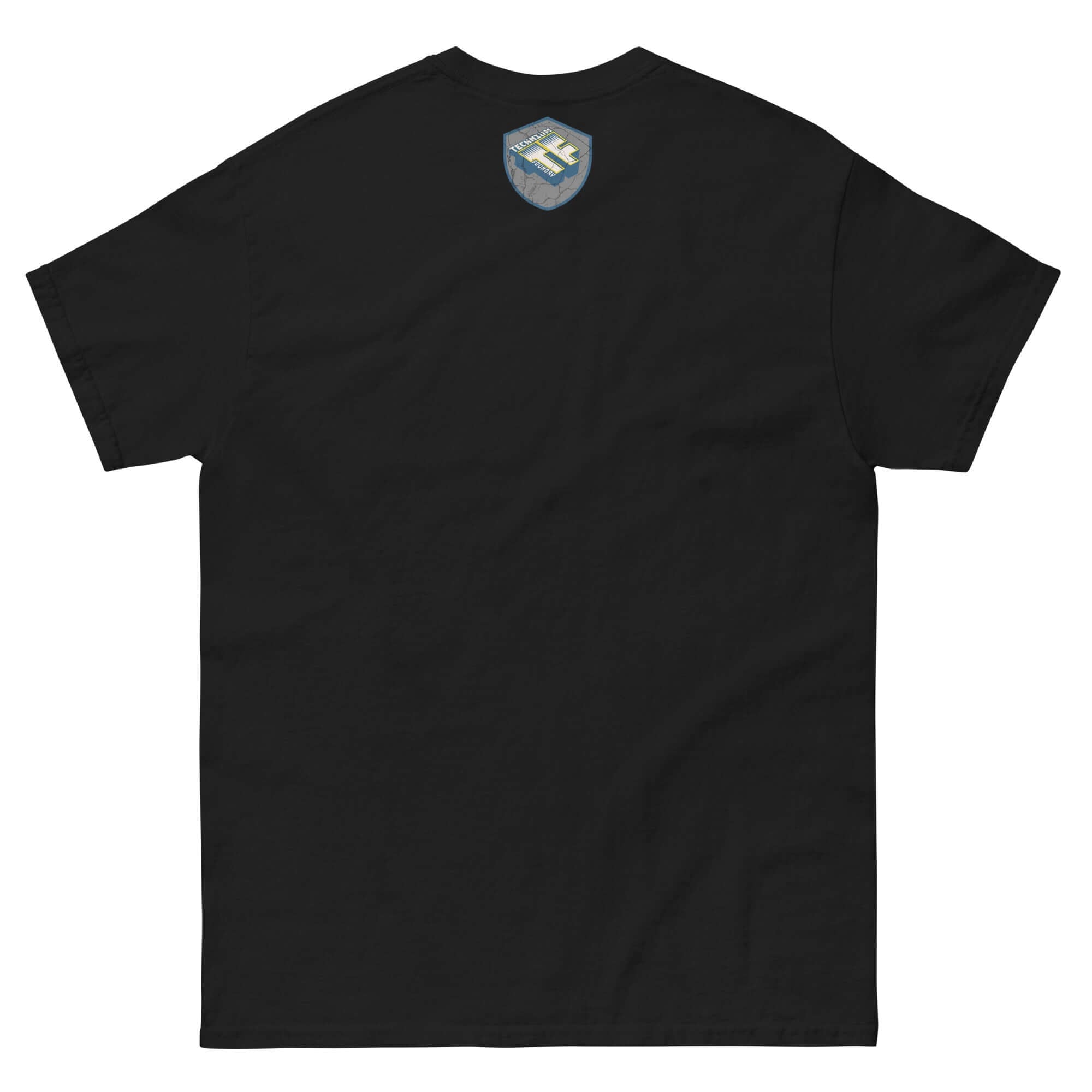 Back view of the Follow The Navigator T-Shirt featuring a cosmic compass design on a black background.