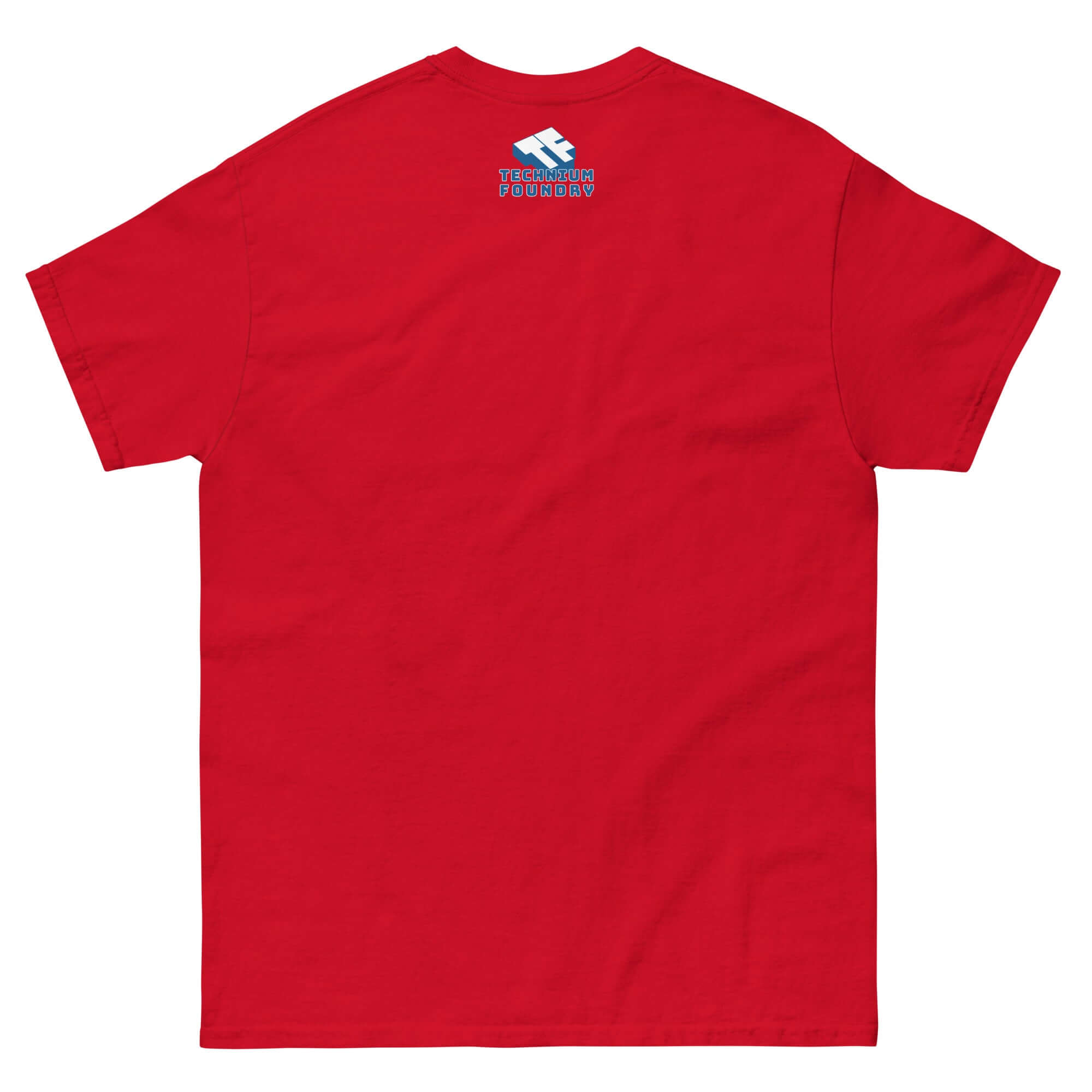 Red Oxford Pronunciation Parody T-Shirt back view, Elite Education Humor Tee, Academic Satire Apparel with playful design.