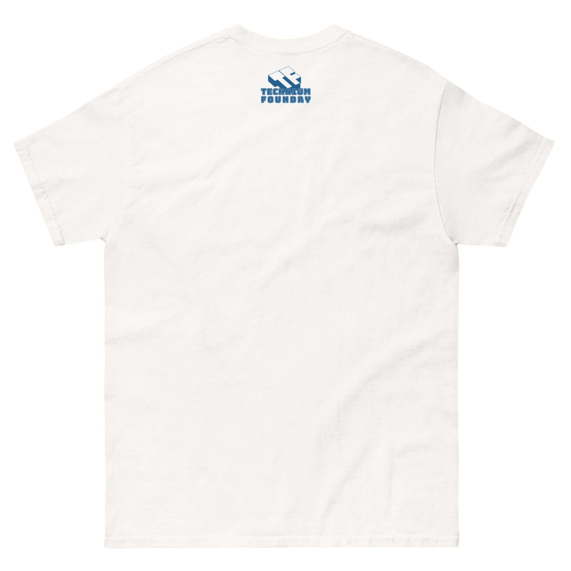 Back view of white SEO Specialist Walks Into a Pub T-Shirt, featuring digital marketing humor and a subtle logo on the upper back.