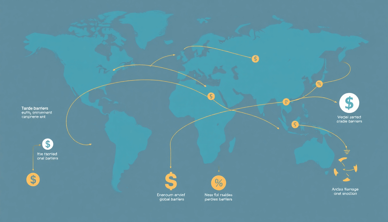 World map illustrating global trade flows and tariff impacts on economies and marketplaces.