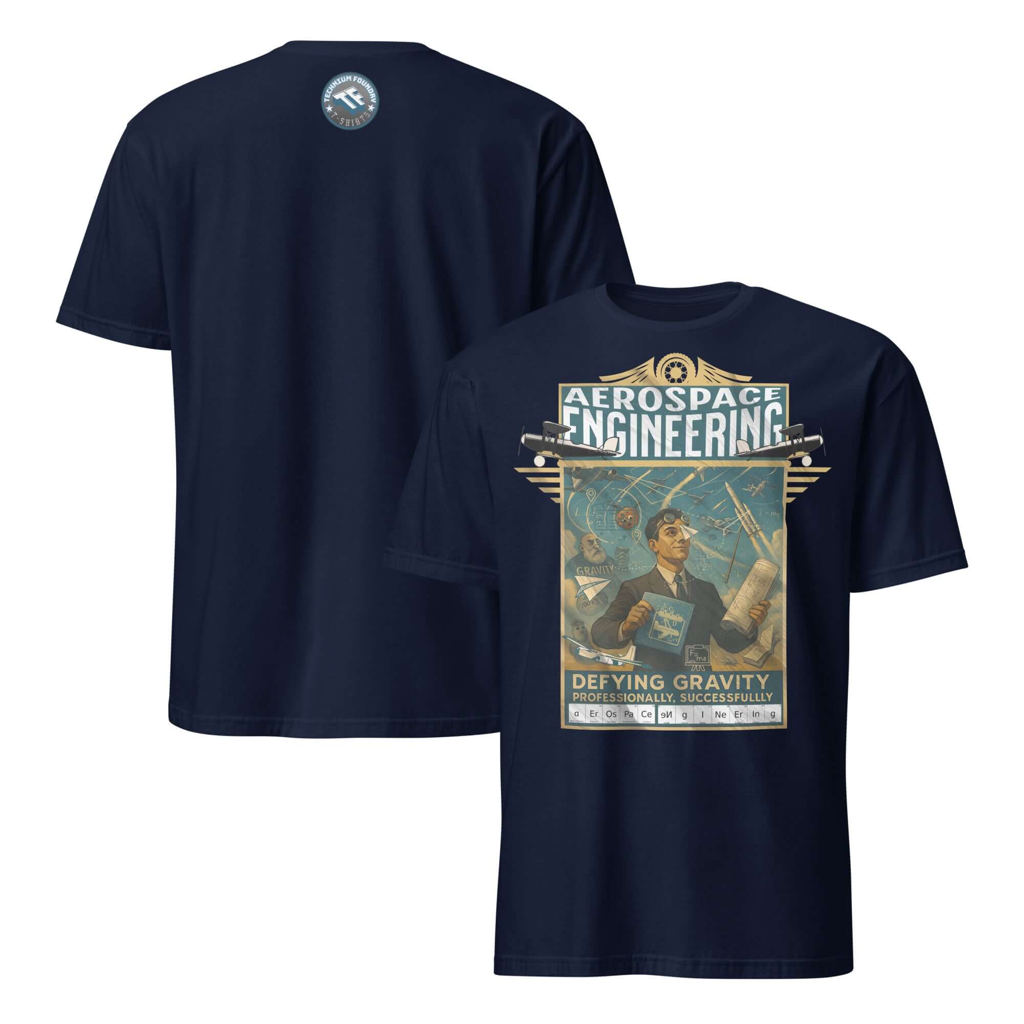 Aerospace Engineering T-Shirt featuring vintage aviation design, celebrating defying gravity with style and innovation.