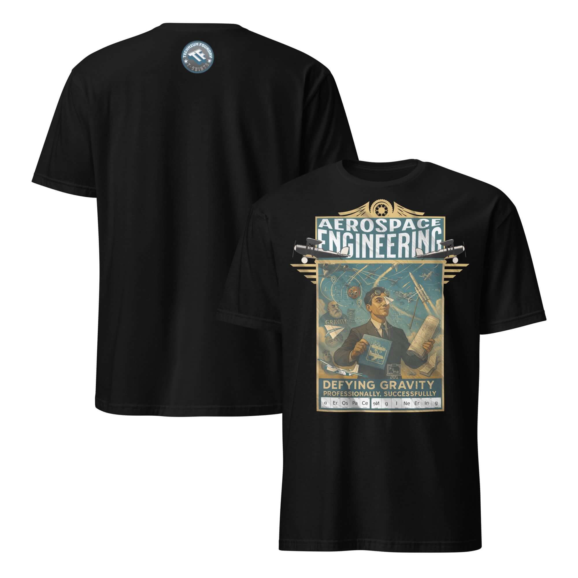 Aerospace Engineering T-Shirt, vintage design celebrating defying gravity. Perfect for aviation enthusiasts and engineers.