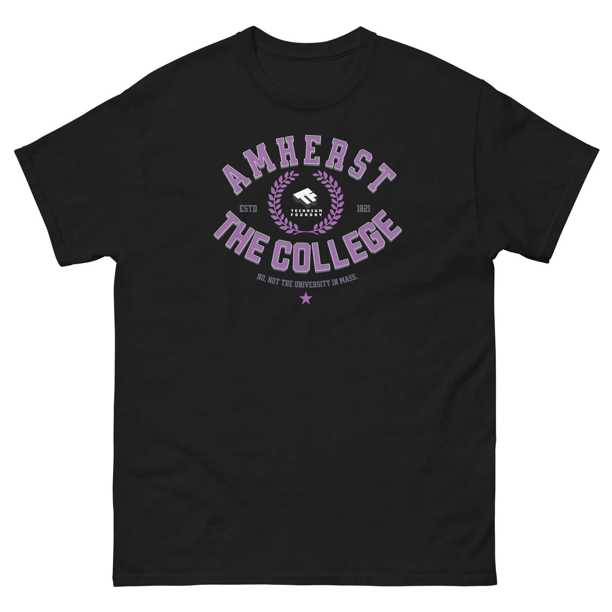 Amherst The College T-Shirt - Black Tee with Typography Emphasizing College Identity, Perfect for Elite Academic Style