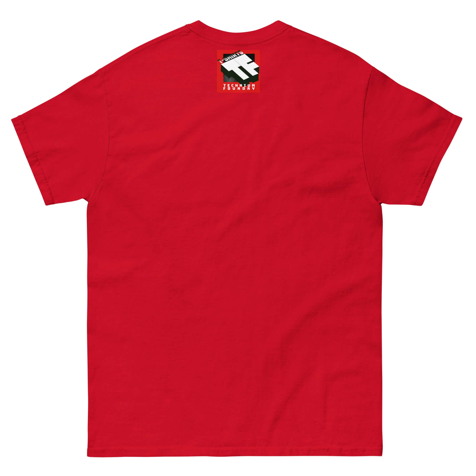 Red Amherst Clarification T-Shirt with college-themed design, highlighting identity distinction in a casual, cotton blend.