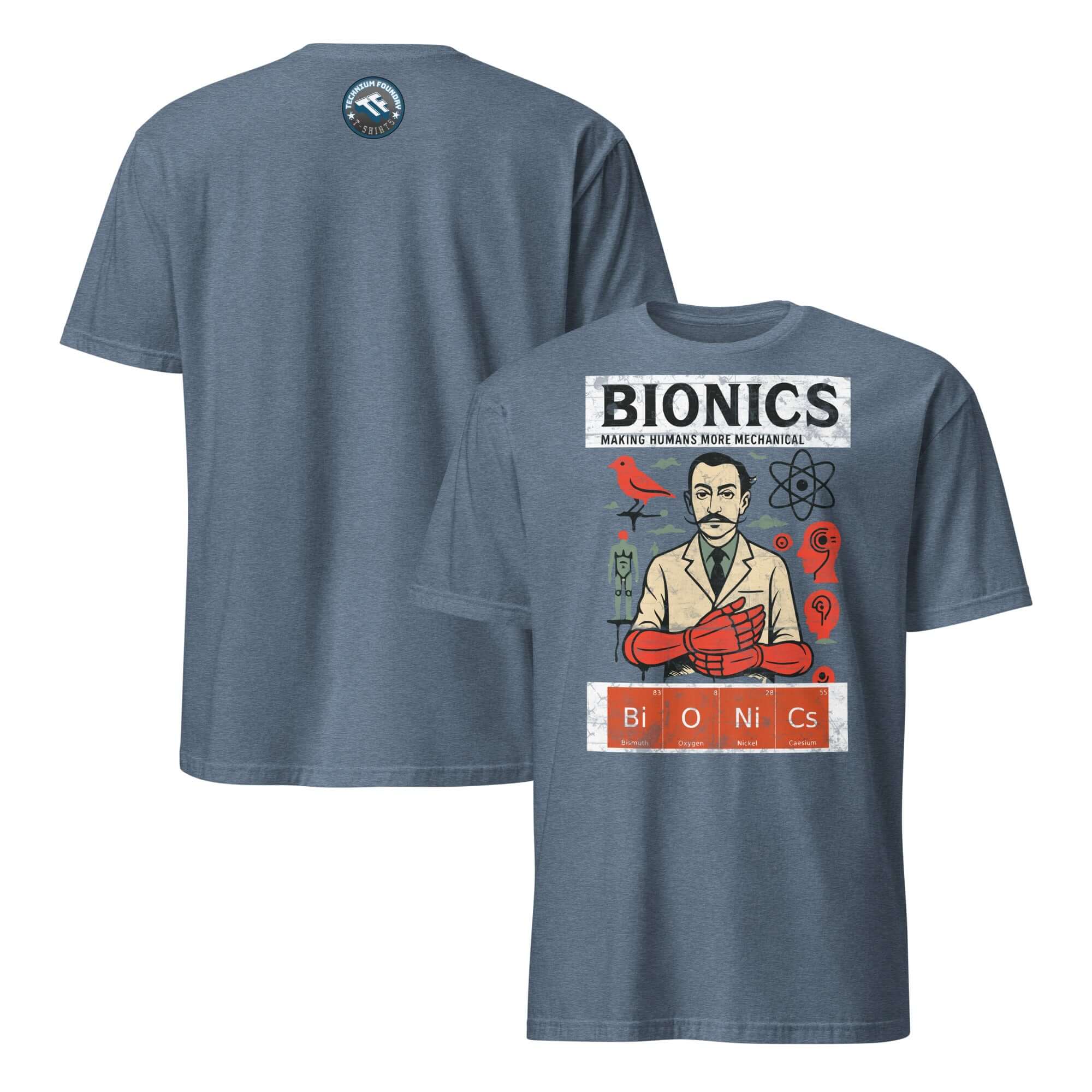 Vintage cybernetic Bionics T-shirt showcasing human enhancement design.