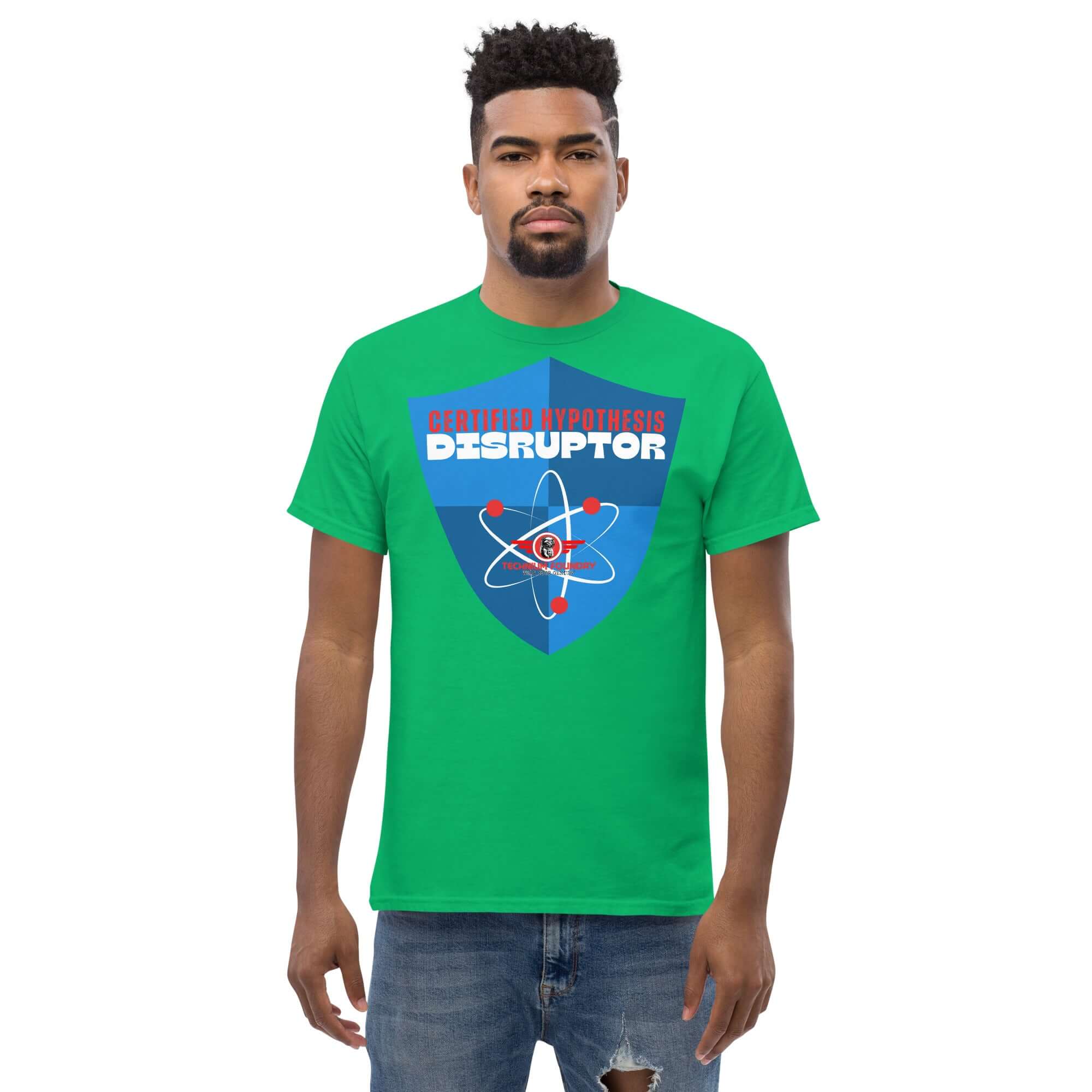 Certified Hypothesis Disruptor T-Shirt | Scientific Shield Design Color: Black T-Shirt Size: S Apparel & Accessories Technium Foundry