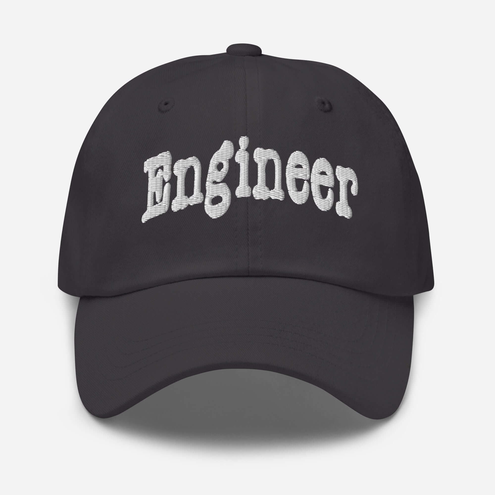 Sleek black baseball cap with 'Engineer' lettering, perfect for professional problem-solvers. Boost your style and skills!