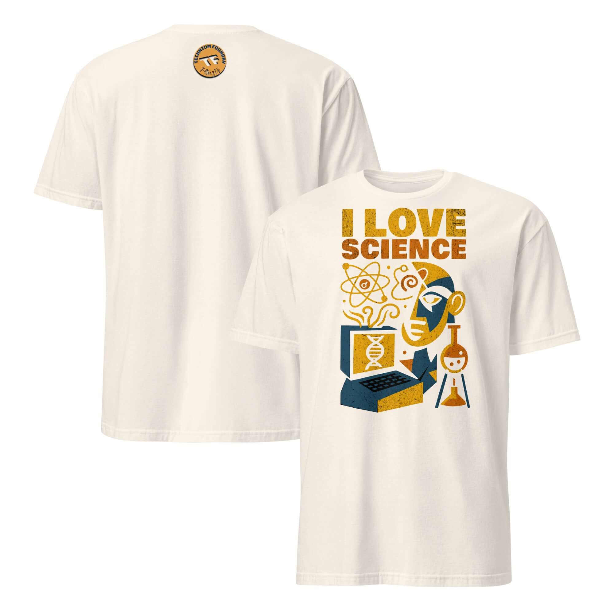 I Love Science T-Shirt featuring scientific graphics and bold text, perfect for expressing passion for academic romance.