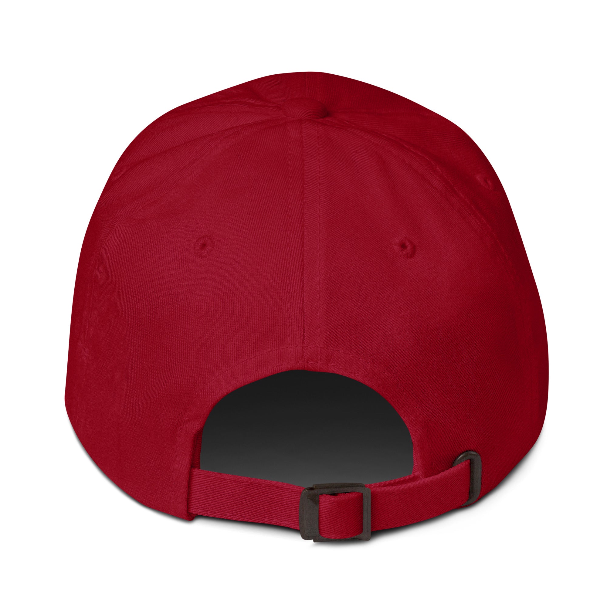 Back view of Slyentist Baseball Cap in red, featuring adjustable strap for scientific professionals with a playful edge.