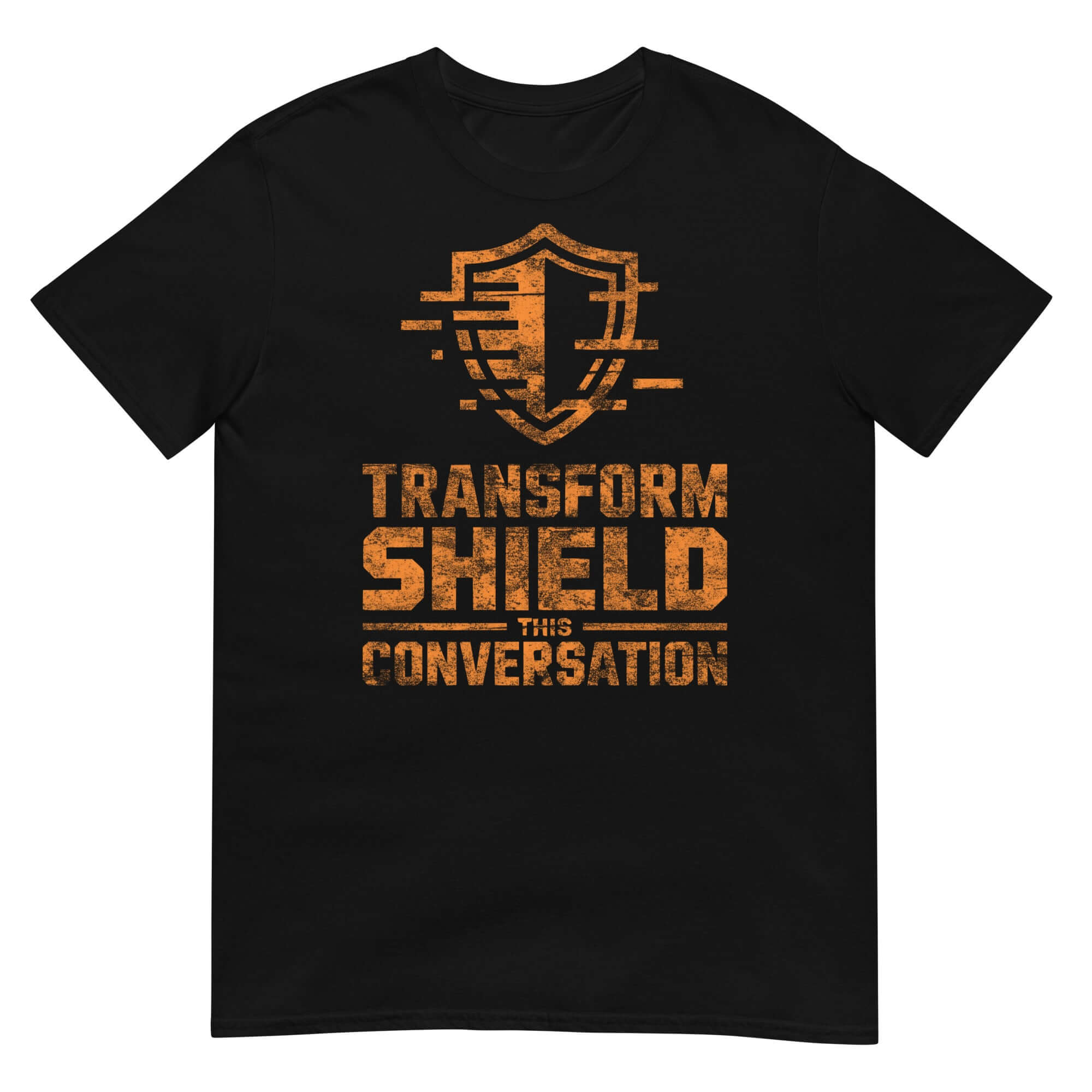 Transform Shield This Conversation T-Shirt - Social Defense Apparel with gaming humor design for conversational countermeasures.