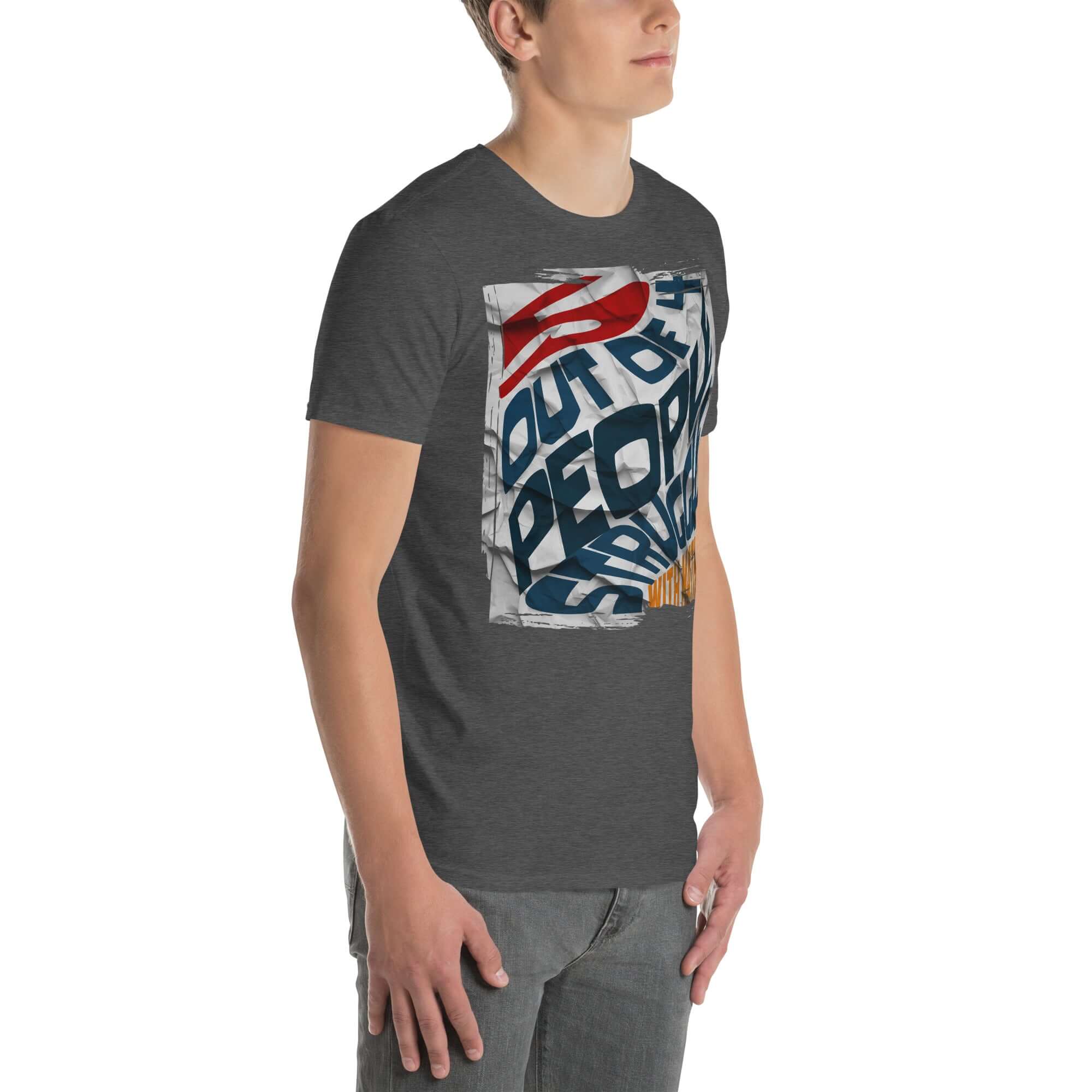 Grey t-shirt with the text '5 Out Of 4 People Struggle With Math', showcasing mathematical paradox humor.