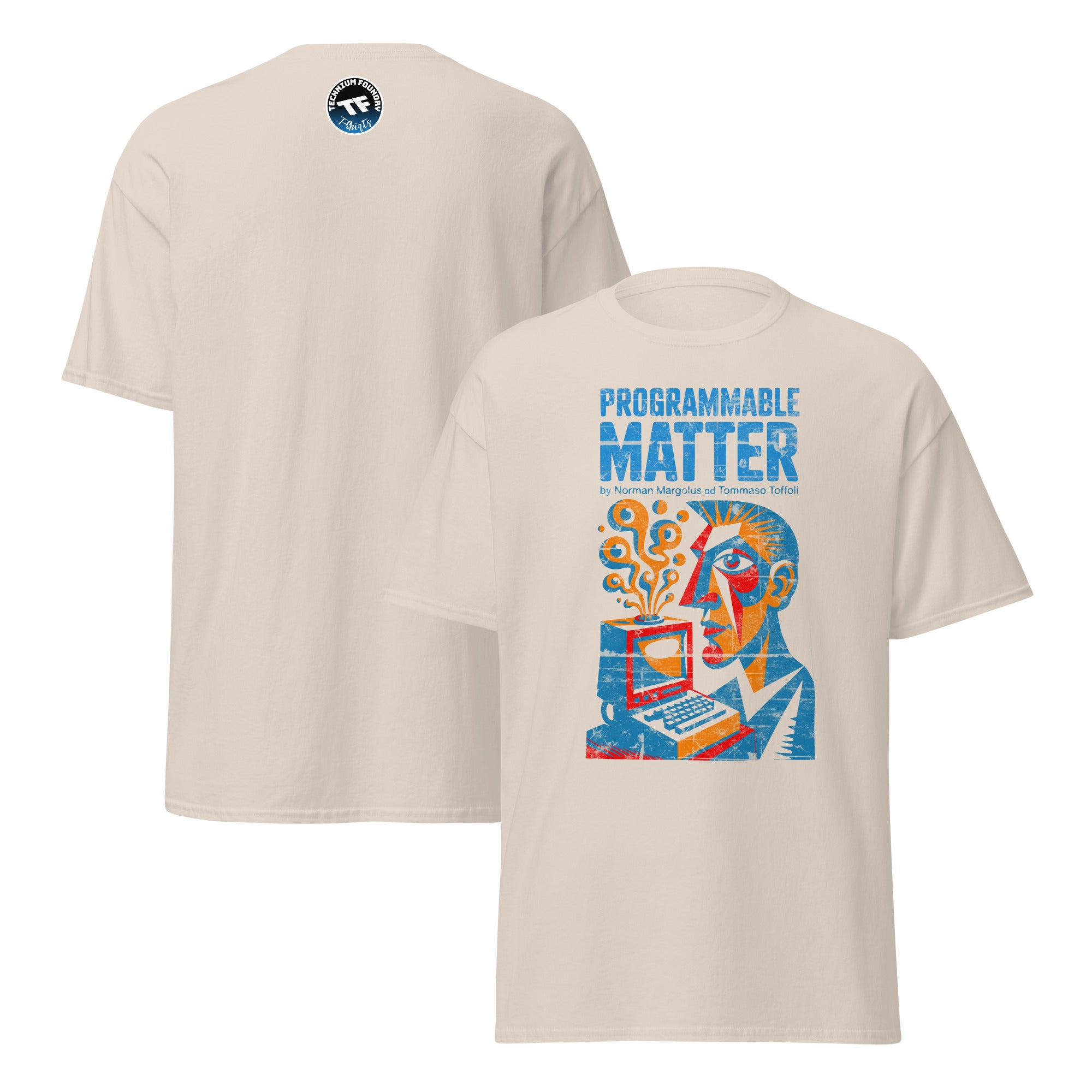 Computronium Programmable Matter T-Shirt with colorful abstract design inspired by theoretical physics.